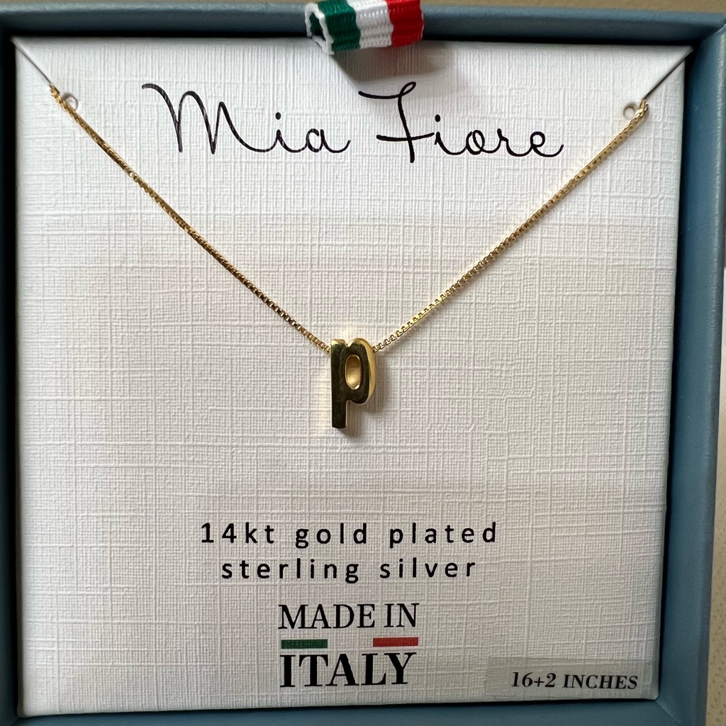 Mia Fiore 14k Sterling Silver 925 P Initial Necklace Nwt 48$